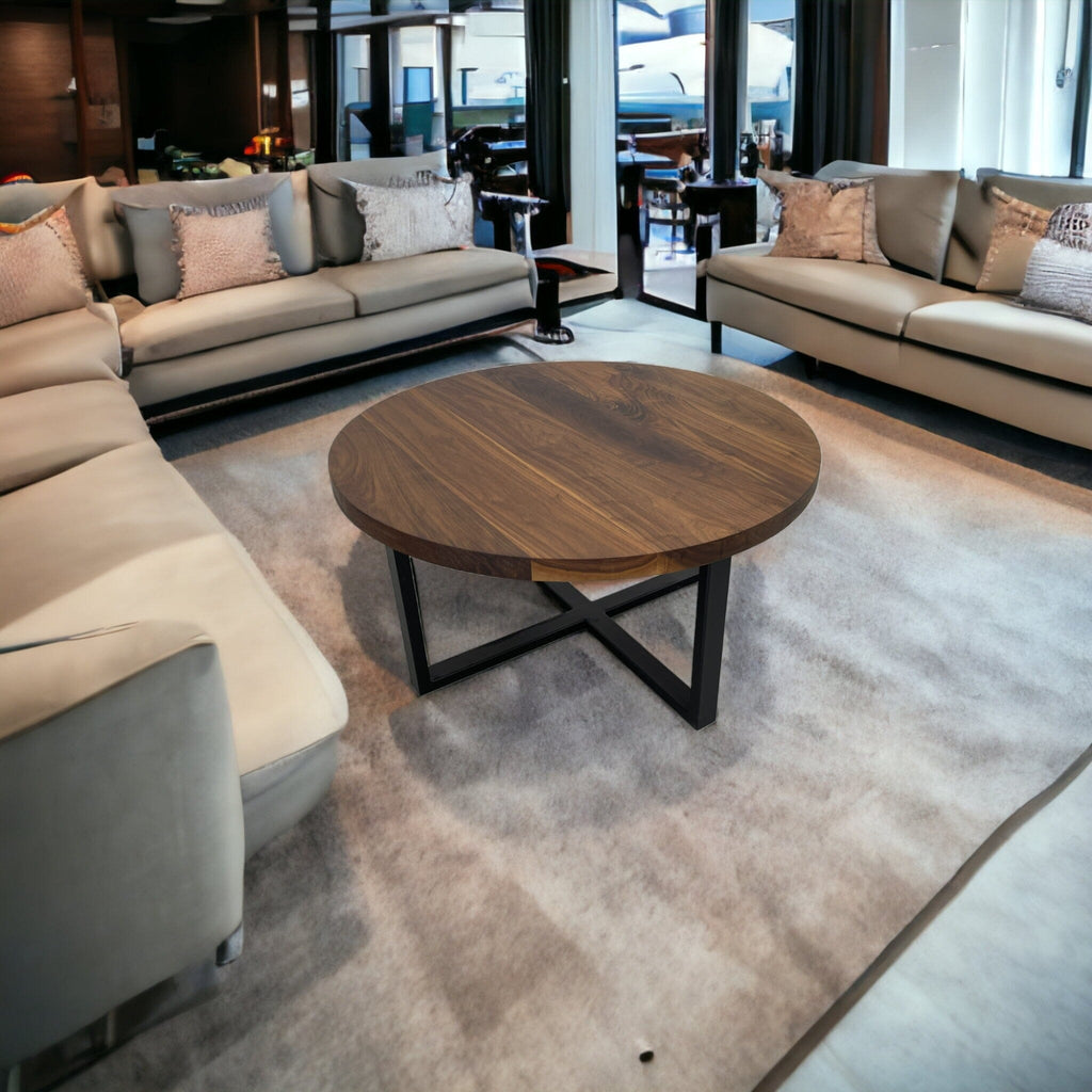 Table basse-sur mesure ronde en noyer noir Table basse sur mesure Urbarn Mobilier 